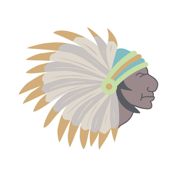 Native American Indian chief z nakrycia głowy z piór. - Wektor, obraz