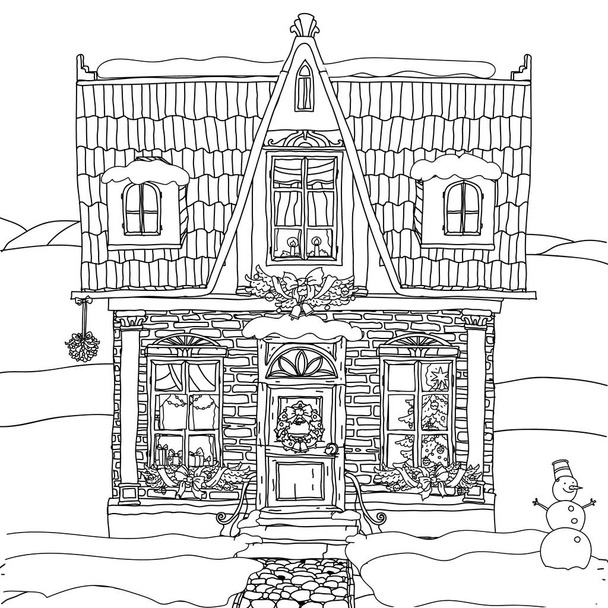 Ручная рисованная векторная иллюстрация дома
 - Вектор,изображение
