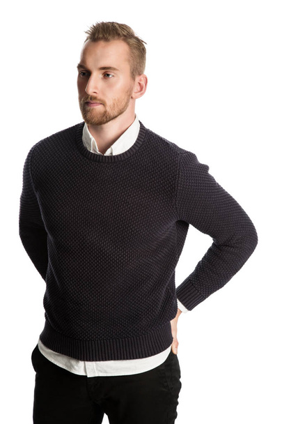 Attractive man in shirt and pullover - Foto, afbeelding