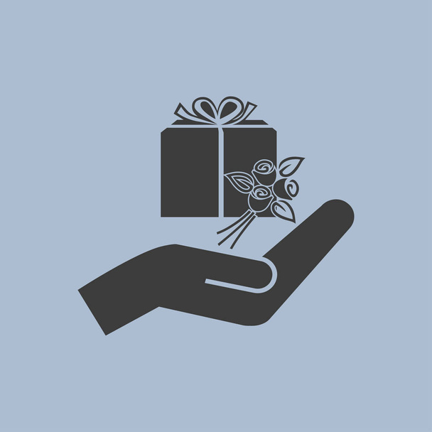 ikona dárek a rukou - Vektor, obrázek