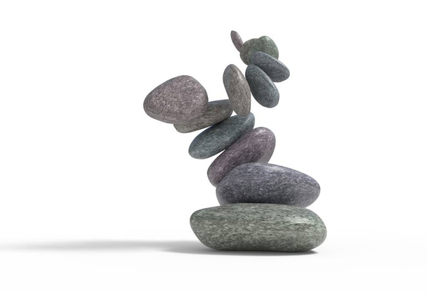 gebroken balancie vallende stenen ingesteld 3d illustratie - Foto, afbeelding