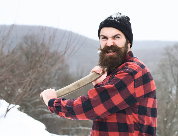 Angry man or brutal lumberjack - Zdjęcie, obraz