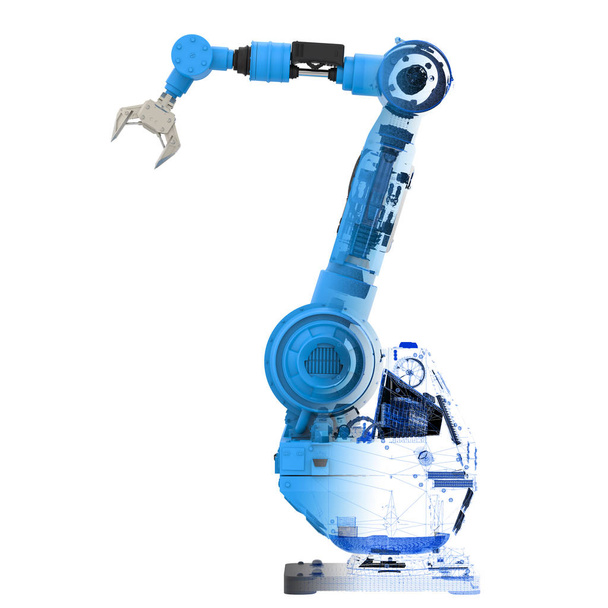 blue wireframe robotic arm - Photo, Image