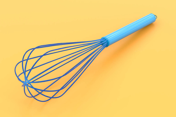 wire whisk on yellow background - Foto, immagini