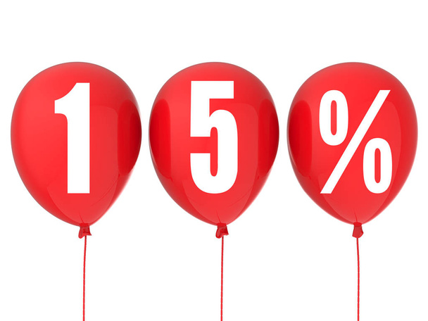 15% segno di vendita su palloncini rossi
 - Foto, immagini