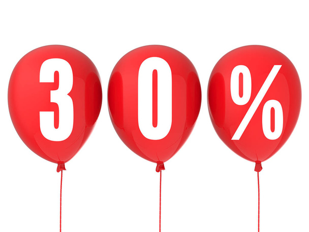 kırmızı balon üzerinde % 30 satışı işareti - Fotoğraf, Görsel