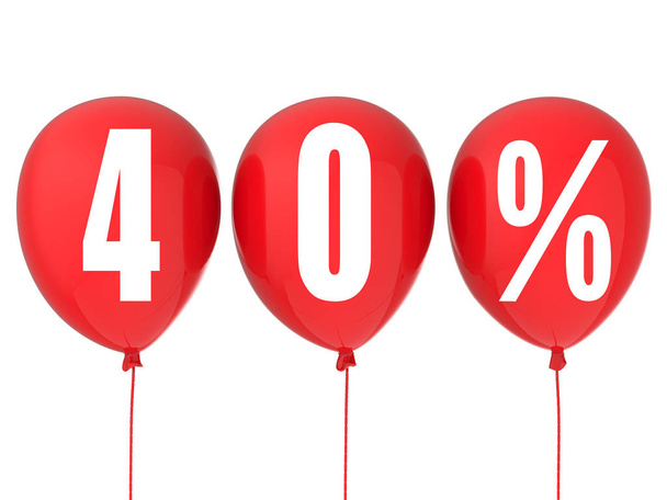 40% sprzedaży znak na czerwone balony - Zdjęcie, obraz