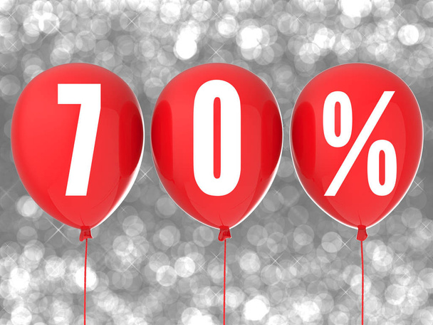 70% знак продажу на червоних кульках
 - Фото, зображення