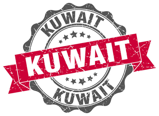 Kuwait round ribbon seal - Vector, Image
