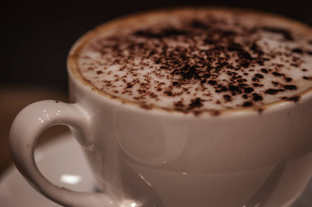 Cup of Cappuccino Coffee with chocolate - Photo, Image