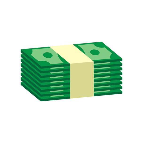 ドルの現金をスタックします。白い背景上のフラット デザインのベクトル図 - ベクター画像