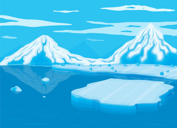 fedett hóban és tengeri hegy - Vektor, kép