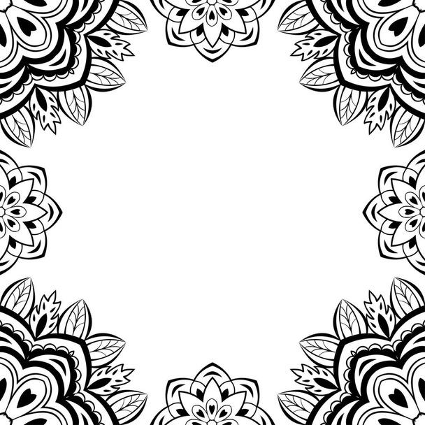 Bloemen zwart-wit patroon. - Vector, afbeelding