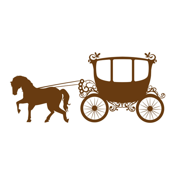 Romantische kaart van het vervoer van paarden - Vector, afbeelding