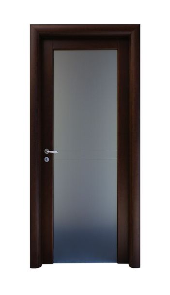 Porta de madeira com um detalhe metálico
 - Foto, Imagem