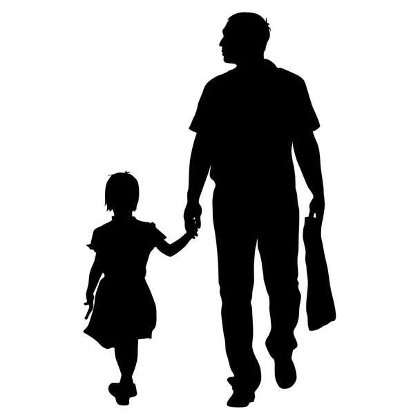Black silhouettes Family on white background. Vector illustration - Vector, Image