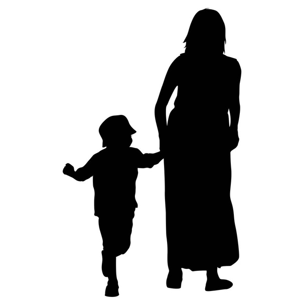 Silhouette nere Famiglia su sfondo bianco. Illustrazione vettoriale
 - Vettoriali, immagini