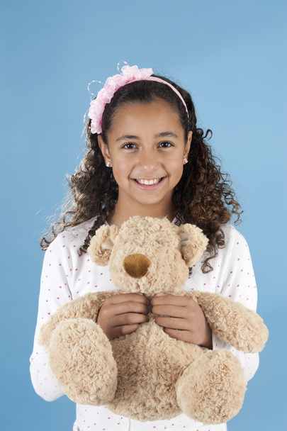 girl with teddy bear - Фото, изображение