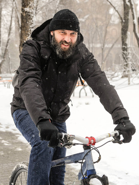 Snow bicycle riding - Photo, image