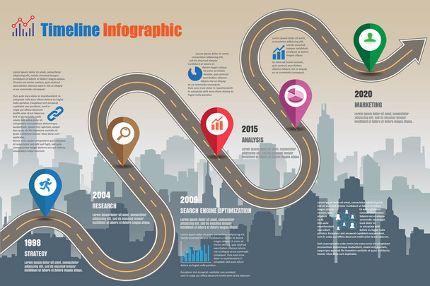 Οδικός Χάρτης Timeline Infographic, εικονογράφηση διάνυσμα - Διάνυσμα, εικόνα