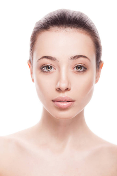 closeup portrait of young woman with clean fresh skin - Zdjęcie, obraz
