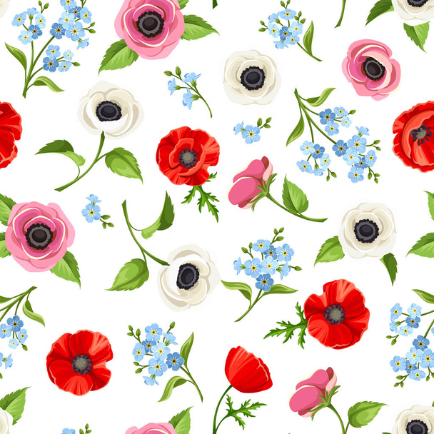 Seamless pattern with colorful flowers. Vector illustration. - Vector, Image