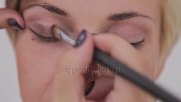 professionele make-up kunstenaar met oogschaduw - Video