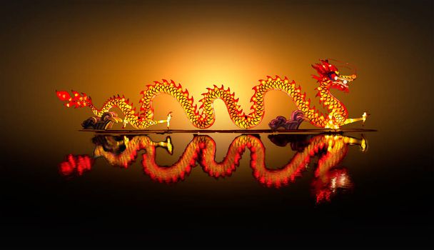 Chinesische Drachenlaterne auf Teich - Foto, Bild