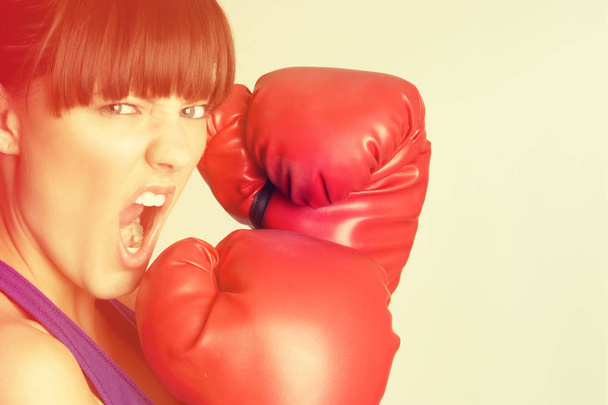 Agressive Boxing Woman - Photo, image