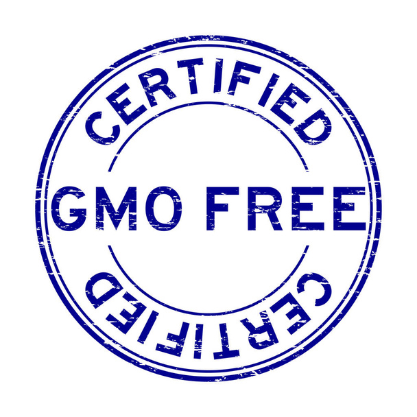 Grunge azul GMO sello de caucho redondo certificado libre
 - Vector, Imagen