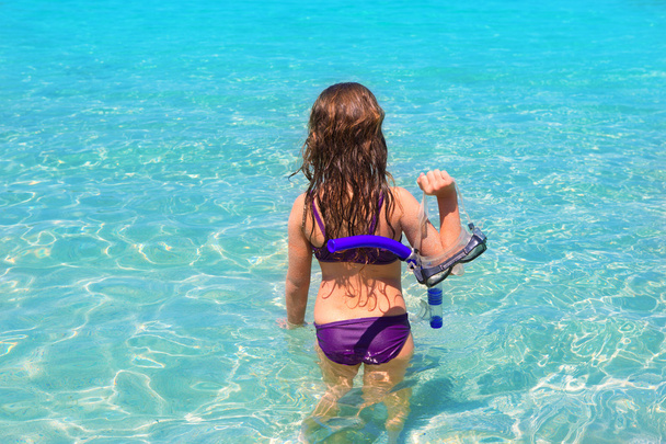 aqua beach in ibiza formentera rear kid girl - Foto, Imagen