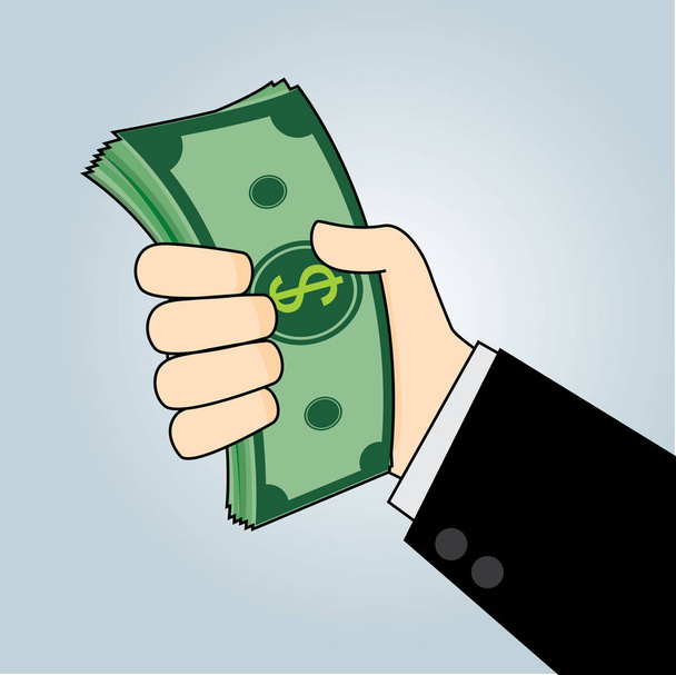 Mão Segurando Dinheiro, Vetor de conceito de negócio, ilustração
  - Vetor, Imagem