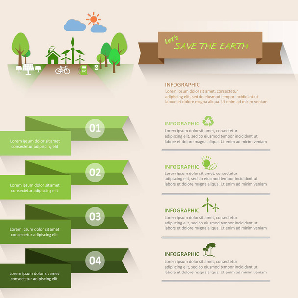 Let's save the Earth, Ecology concept infographics vector illustration - Vecteur, image