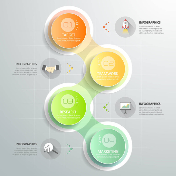 Modèle infographique de cercle de conception 4 étapes pour le concept d'entreprise
. - Vecteur, image