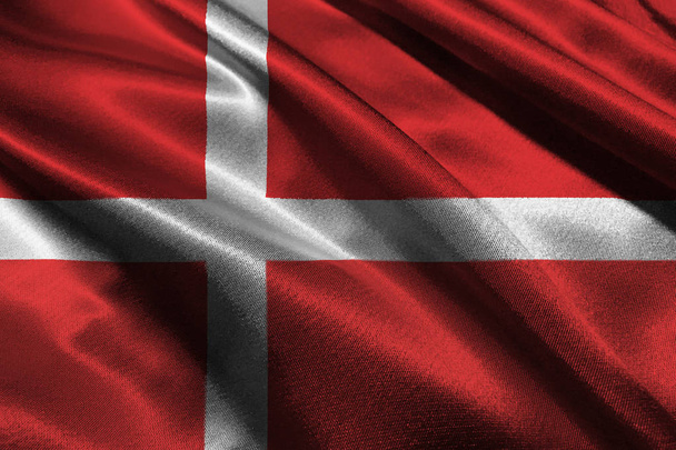 Dánia nemzeti lobogó 3D-s illusztráció szimbólum.  - Fotó, kép