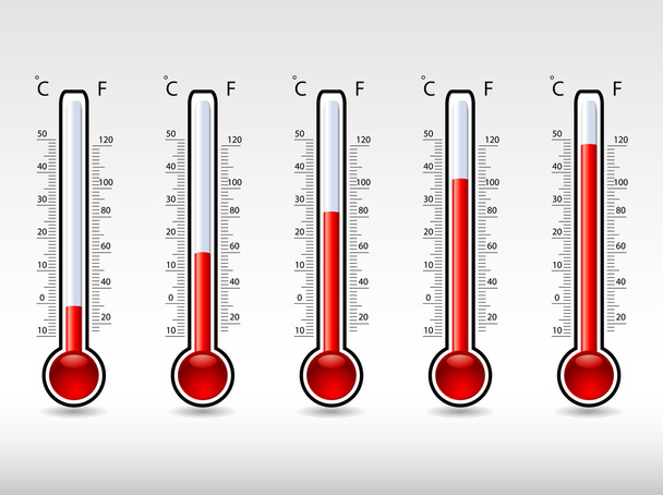 Thermometer auf unterschiedlichen Niveaus - Vektor, Bild
