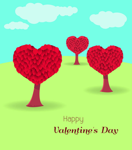 Valentine's card with trees in the shape of heart. - Вектор,изображение