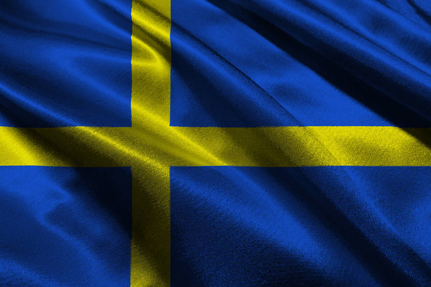 Bandera nacional de Suecia símbolo de ilustración 3D. Suecia bandera
 - Foto, imagen