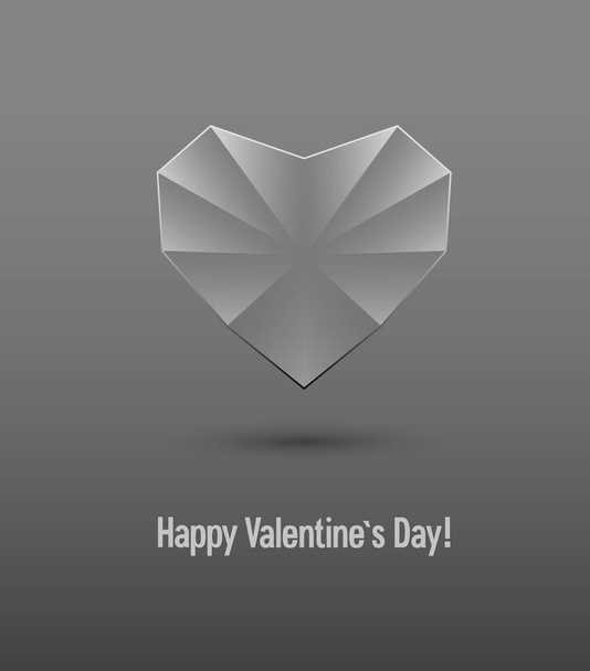Valentines day card with glass heart. - Wektor, obraz