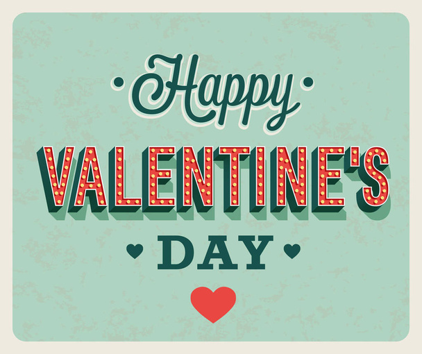 Happy Valentines Day vintage greeting card. - Vetor, Imagem