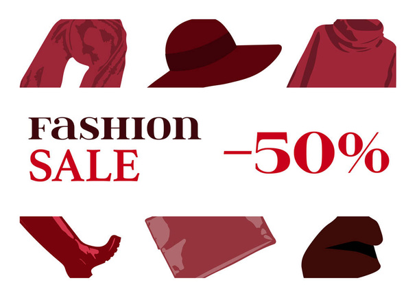 Banner sales autumn collection. Fashionable women's clothing - Вектор, зображення