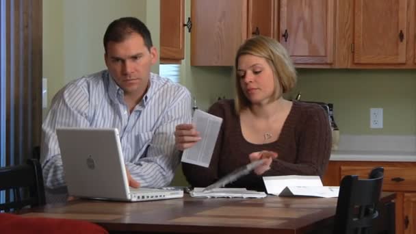 A husband and wife distressed over bills. - Footage, Video