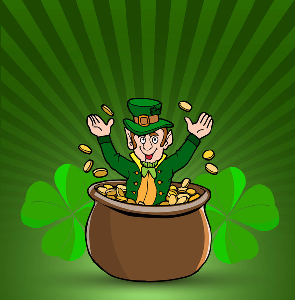 Le personnage de St Patrick sort du pot plein de pièces. Vecto
 - Vecteur, image