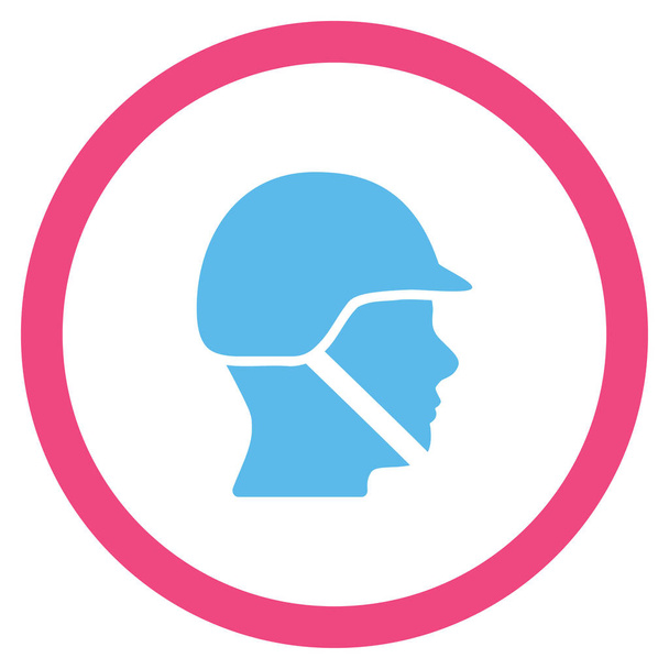 Soldier Helmet Flat Rounded Vector Icon - Διάνυσμα, εικόνα