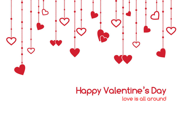 Открытки на день святого Валентина с гирляндами на сердце
 - Вектор,изображение