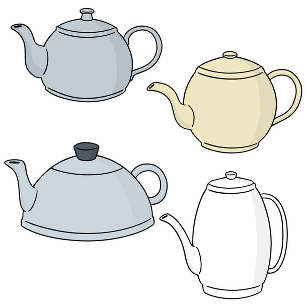 コーヒーや紅茶のポットのベクトルを設定 - ベクター画像