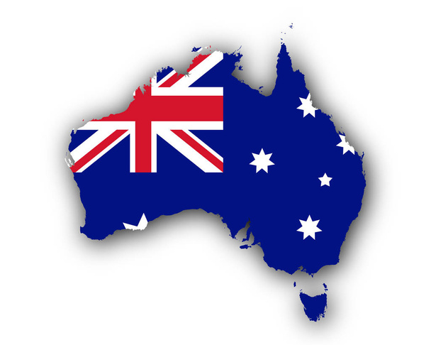 Mapa a vlajka Austrálie - Vektor, obrázek
