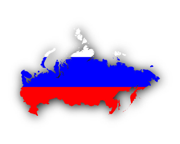 Χάρτης και σημαία της Ρωσίας - Διάνυσμα, εικόνα