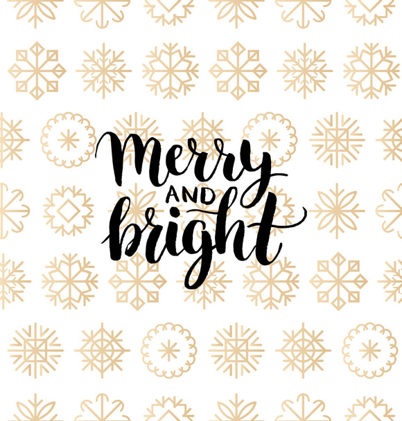 Merry and bright lettering - Vector, Imagen