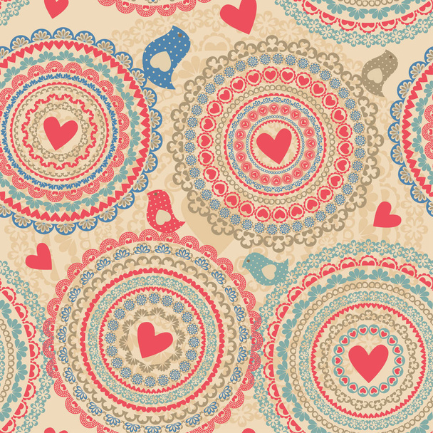 vintage seamless pattern with heart elements - Διάνυσμα, εικόνα